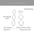 thumbnail image 6 of Lightweight Tiny Huggie Hoops for Women, Small Sterling Silver Hoop Earrings Set, Hypoallergenic Silver Mini Cartilage Earrings Pack for Ear Piercing, 10/14/16mm (Silvery), 6 of 9