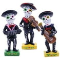 thumbnail image 5 of Happydeer Black Mariachi Band Skeleton Statue Halloween Day of The Dead Skull Figurine Resin Collectible Folk Musician Players Ornament for Home Decor (Type C), 5 of 13