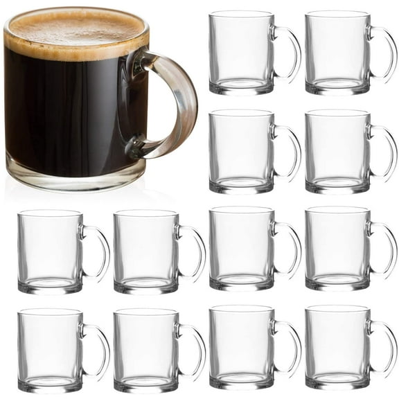 Glass Mugs 12 oz Clear Coffee Mugs With Handle 350ml Tea Mug Water Mug Beer Glasses With Handle Glass Drinkware For Beverage Juice Latte Cups Cappuccino Mugs Water Cup 12pack