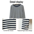 thumbnail image 3 of Camiseta informal de rayas con cuello redondo y manga larga para mujer, 3 of 6
