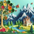 thumbnail image 2 of Kit Punto Cruz Con Castillo Impreso Hilo Algodón Ecológico Bordado 14CT 40x40cm, 2 of 7