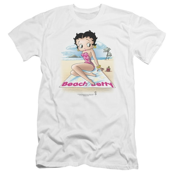 Betty Boop Beach Betty Premium Canvas T-Shirt Adult Slim Fit 30/1 White