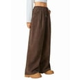 thumbnail image 3 of Women'S Wide Leg Pants Corduroy High Waist Palazzo Pants Comfy Baggy Trousers Coffee M, 3 of 9