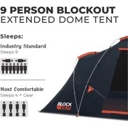 CORE 16' x 9' 9 Person Extended Dome Blockout Camping Tent, 30lbs