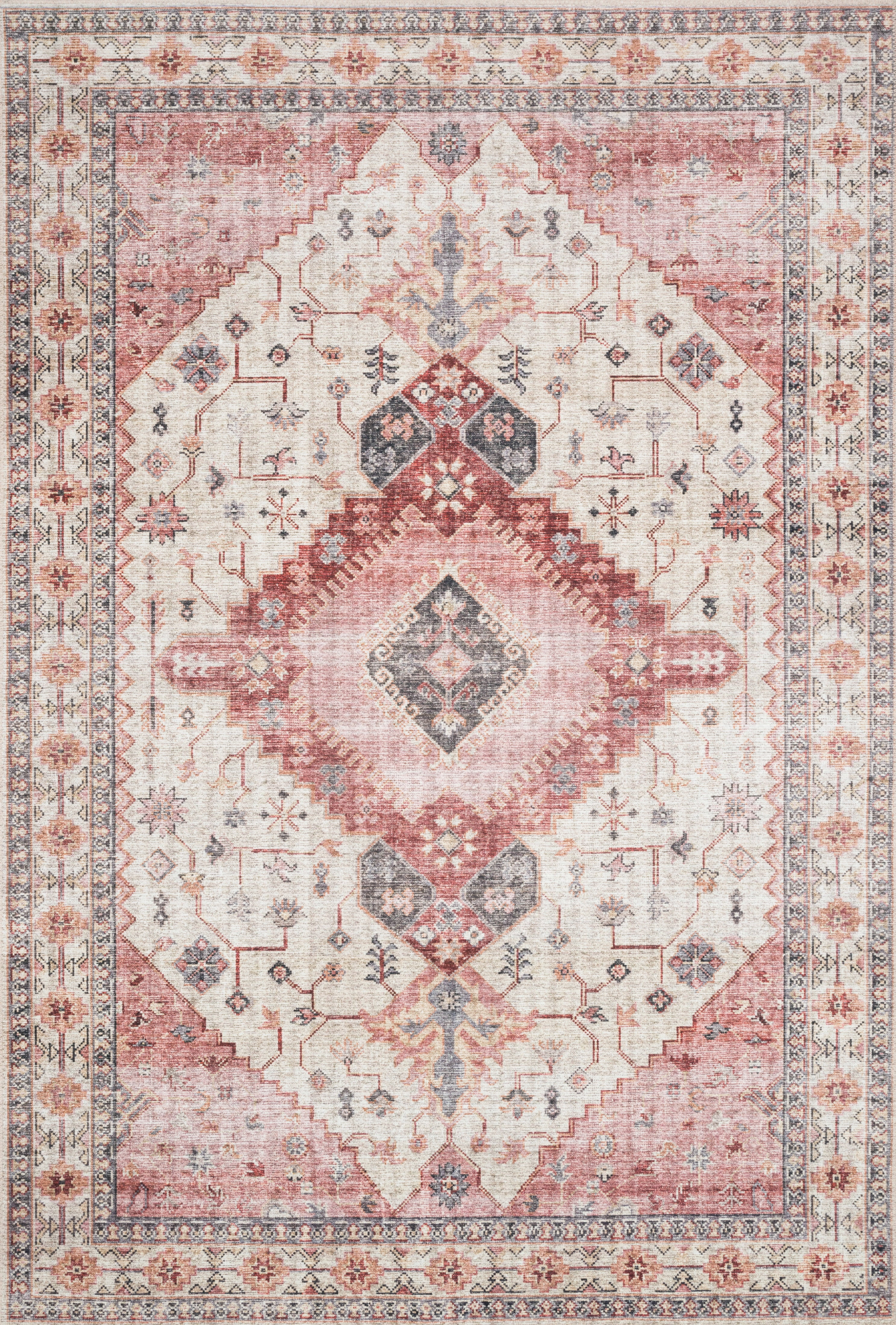 Loloi Skye Ivory / Berry 6'-0" x 9'-0" Area Rug