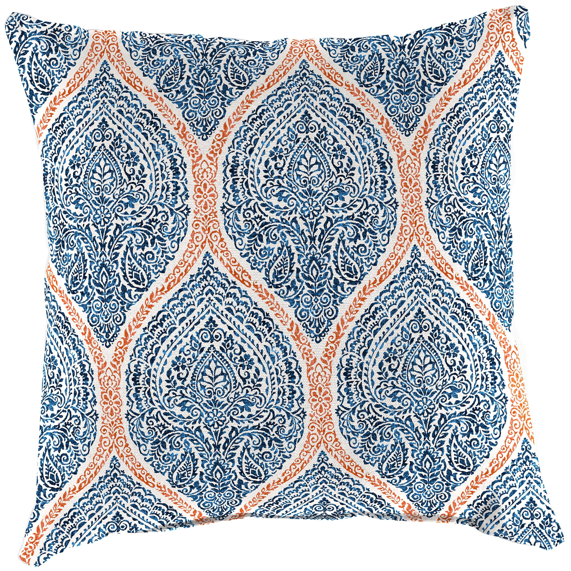 Jordan Manufacturing 20" x 20" Andorra Tiger Lily Navy Damask Square Outdoor Throw Pillow (2 Pack)