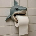 thumbnail image 2 of Dog Toilet Paper Holder Wall Mount Resin Shark Roll Paper Organizer Bathroom Kitchen Paper Towel Tissue Dispenser Decoration, 2 of 9