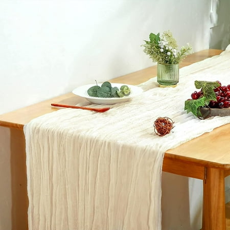 

Zhuge cheese table flag pleated gauze table cloth wedding party decoration party tablecloth decoration (white A 400*90cm)