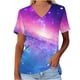 thumbnail image 1 of Fiudx Liquidación de Ahorros de Verano Camiseta de Manga Corta con Cuello En V Astral y Estampado de Galaxia Informal a La Moda para Mujer, 1 of 5