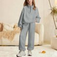 thumbnail image 3 of Cethrio Girls Outfit Sets, 2 Piece Casual Long Sleeve Zipper Sweatshirts and Sweatpants Sets Gray Size 10-12, 3 of 7
