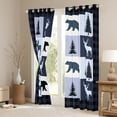 thumbnail image 3 of Feelyou Farmhouse Moose Bear Black Out Curtains, Retro Navy Stripes Buffalo Curtains Pack of 2 (42x63 Each), Rustic Tree Botanical Bedroom Curtains, Blackout Curtains Bedroom Decor, 3 of 6
