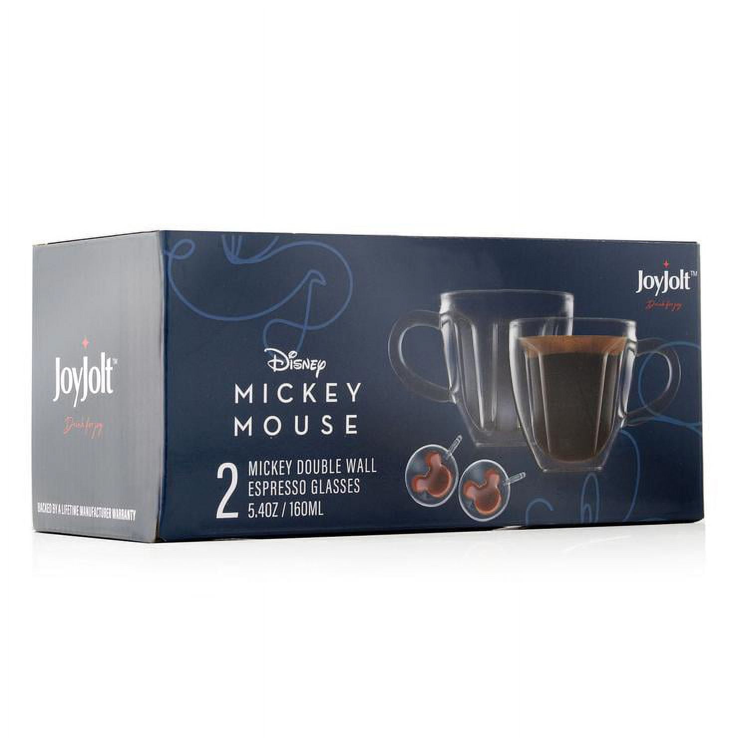 JoyJolt Disney Mickey Mouse 3D Espresso Cups - 5.4 oz - Set of 2