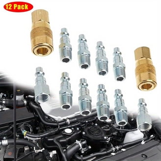 Master Elite Series 8 Piece Universal Air Hose Quick Push Connect Coupler Set with 1/4\" NPT Female Threads - Accepts 3 Common Plugs Types, I/M Industrial, T Auto, A ARO - Compressor Master Elite Series 8 Piece Universal Air Hose Quick Push Connect Coupler Set with 1/4\" NPT Female Threads - Accepts 3 Common Plugs Types, I/M Industrial, T Auto, A ARO - Compressor