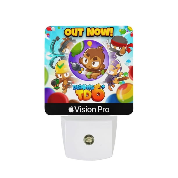 Bloons TD: Defensa de Torre Luz nocturna LED con sensor de anochecer a amanecer para dormitorio, baño, pasillo, escaleras - Lámpara LED nocturna de enchufe, 0.5W - 1 pieza