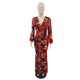 thumbnail image 3 of Vestido largo africano para mujer, traje Sexy de cintura alta con cuello de pico, abertura, estampado de flores, ropa de calle elegante para fiesta, 3 of 5