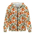 thumbnail image 4 of FOR U DESIGNS Thanksgiving Zip Up Hoodies for Women Oversized Hoodie Size XS Pumpkin Hooded Jackets for Women Long Sleeve Sweatshirt with Pockets and Drawstring Fall, 4 of 7