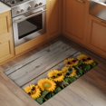 thumbnail image 3 of Sunflower Bathroom Rug Washable 2x3 Entryway Rug Non Slip Sunglasses Rustic Wood Grain Brown Summer Front Door Mat Low Pile Indoor Doormat Throw Floor Carpet for Kitchen Bedroom Entrance, 3 of 8