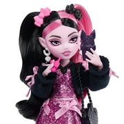 Monster High Draculaura Fashion Doll in Bow Dress with Pet Bat Count Fabulous and 7 Accessories