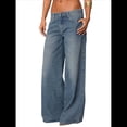 thumbnail image 2 of Pantalones Vaqueros Boyfriend de Pierna para Mujer - Vaqueros Holgados de Tiro Bajo - Estilo e-Girl Y2K Azul Oscuro M, 2 of 9
