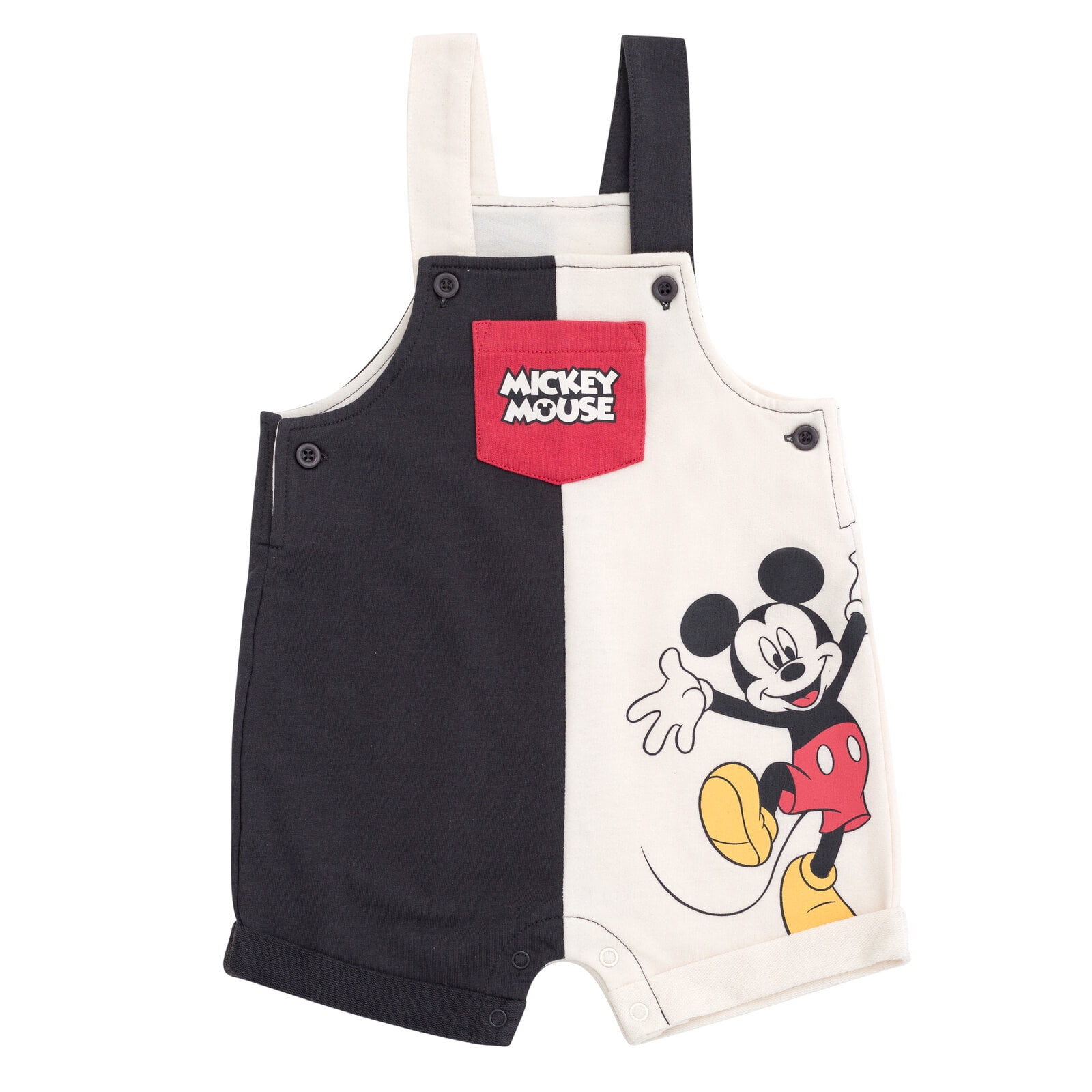 Disney Mickey Mouse Baby Boys' Tee and Shortall Set with Bucket Hat Mickey Mouse Grey Red