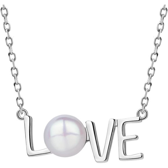 Mom Love Pendant Necklaces for Women Sterling Silver Genuine Freshwater Pearl Necklace Party Gifts