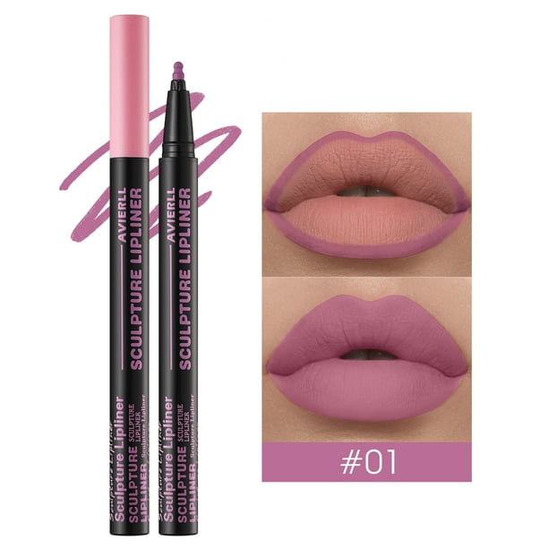 Matte Liquid Lip Liner Sponge Gourd Tip Matte Nude Waterproofed Lip Glaze Red Pencil 0.6ml