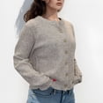 thumbnail image 6 of SOMER Women's Cardigan Sweaters Long Sleeve Button Down Crew Neck Classic Open Front Lightweight Knit, 6 of 7