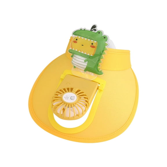 Caywon Adjustable Kids Cool Fan Hat Fashionable Wide Brims Solar Powered Fan Technology Sun Protection Hat Lightweight Outdoor Activity Necessary Yellow