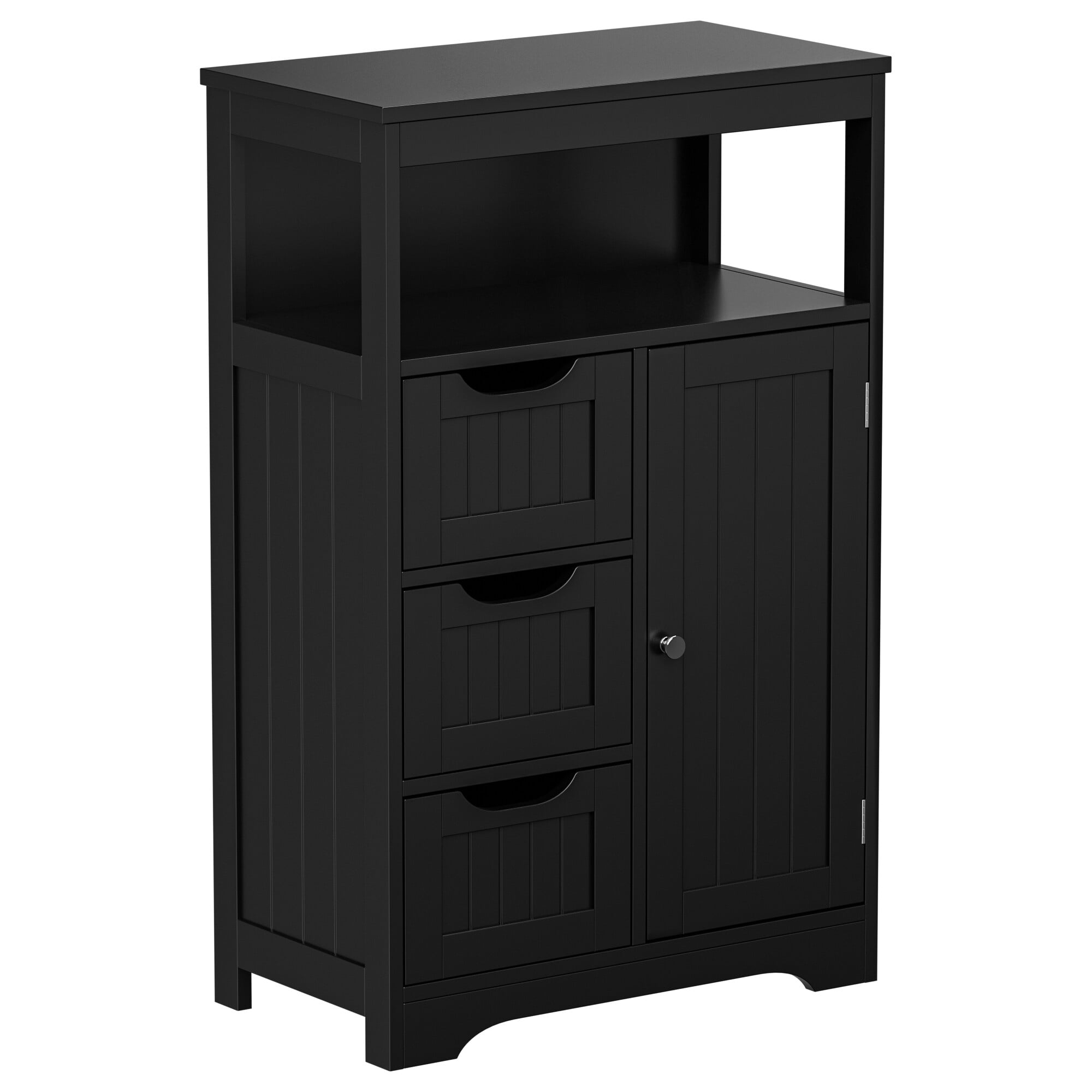 ZENSTYLE Bathroom Cabinet 3 Drawers Storage Organizer Floor Cupboard Home Living Room Decor Black