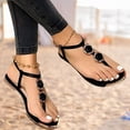 thumbnail image 4 of Sandalias Con Correa En T Para Mujer, Sandalias De Gladiador Planas Elegantes De Verano, Sandalias De Playa Estilo Bohemio Informal Con Punta Abierta, Zapatos Romanos Serendint AP007465-07, 4 of 5