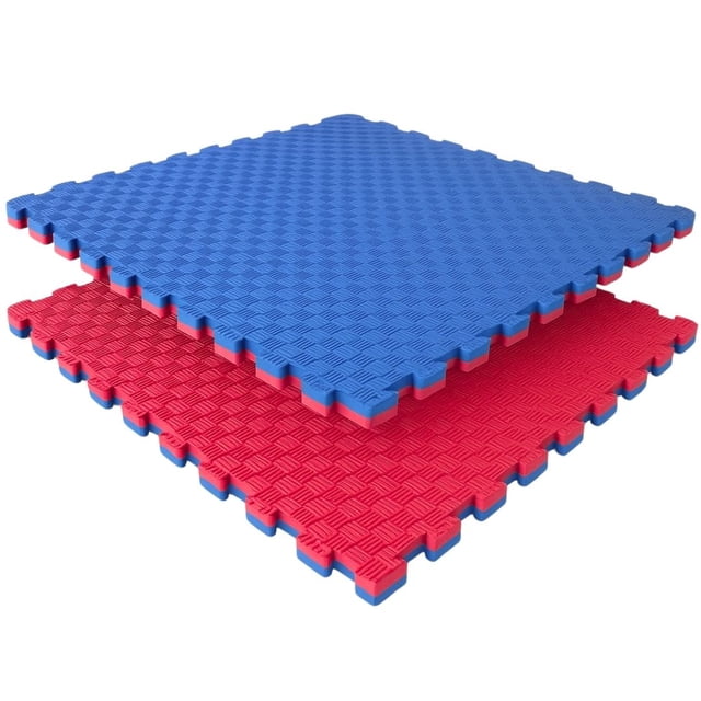 Piso Tatami 4m² 4pz Artes Marciales Gym Foamy 100x100x2cm Azul/Rojo