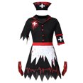 thumbnail image 2 of Disfraz de enfermera zombi, uniforme de anime con sangre, vestido con sombrero, fiesta de Halloween, juego de rol, traje de enfermera de terror, 2 of 4