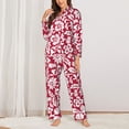 thumbnail image 3 of Wukai Red Flowers Print Women's Pajama Set - Soft Long Sleeve Sleepwear for Comfort and Style-Large, 3 of 9
