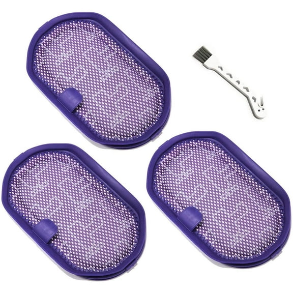 MaximalPower Replacement Pre Filter Compatible for Dyson DC30 DC31 DC34 DC35 DC44 DC45 DC56 DC57 Vacuum Cleaners, Part No # 917066-02 (3 Pack Filter & Small Brush)