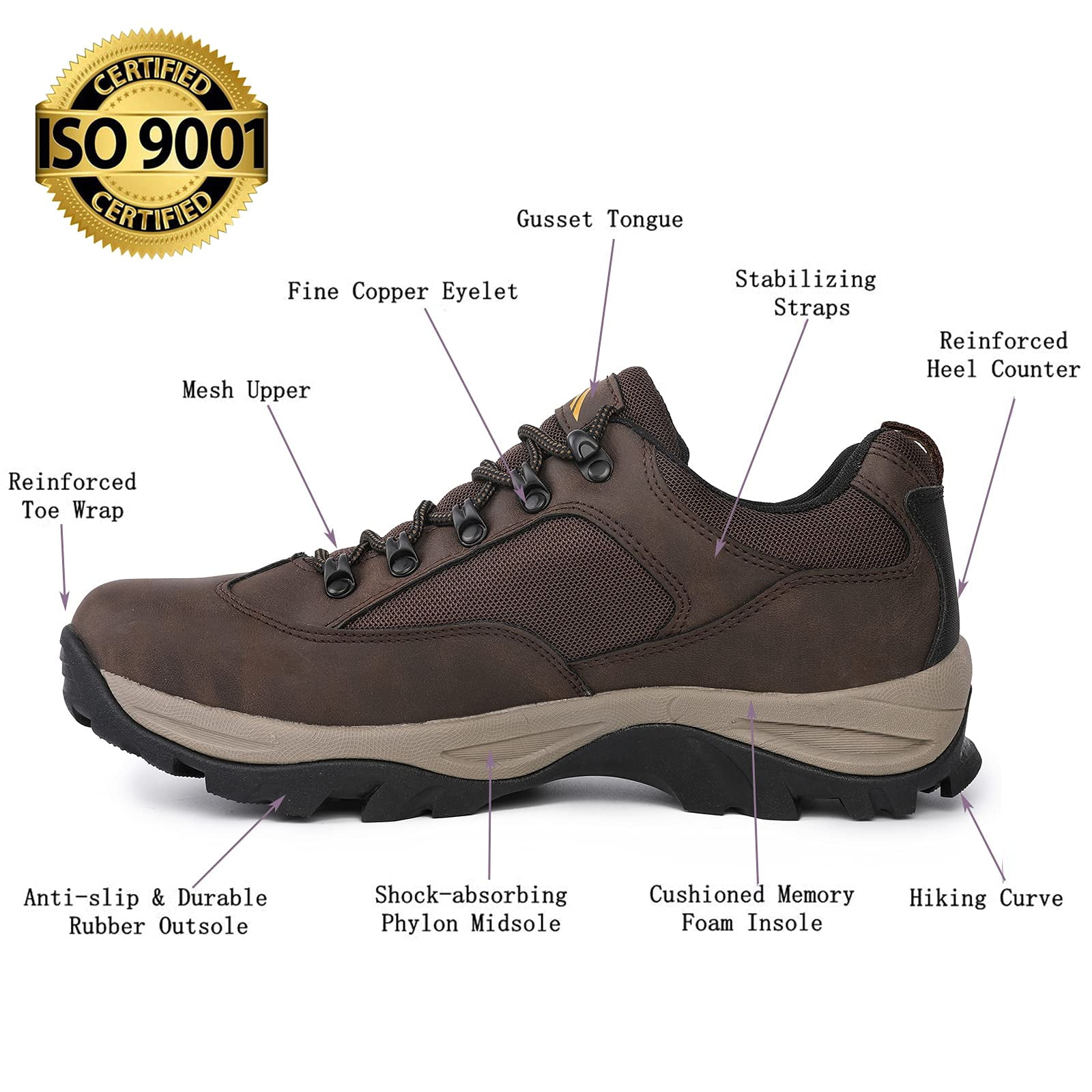 CC-Los Men's Hiking Shoes Lightweight Comfortable Breathable Walking Sneakers Size 7.5-14