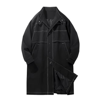 Newport Harbor Mens Black Rain Wear Long Trench Coat Size 60
