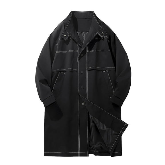 Aihuaihua Men's Long Trench Coat Autumn Winter Casual Outerwear Coat Black XXL