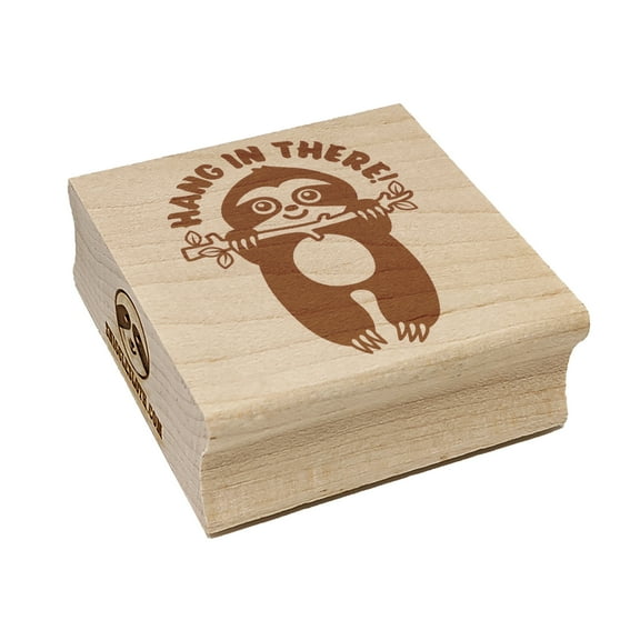 Hang in There Sweet Sloth Square Rubber Stamp Stamping Scrapbooking Crafting - Small 1.25in