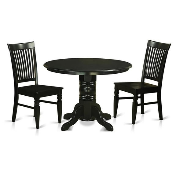 Bowery Hill 3-piece Traditional Wood Dinette Table Set in Black