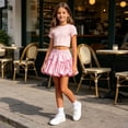 thumbnail image 5 of QTBIUQ Girls Bubble Skirt with Built-In Shorts Cute Bow Princess Elastic Waist Summer Casual Party Skirt, 5 of 8