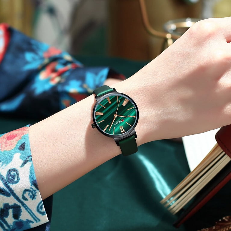 CURREN Top Luxury Malachite Green Quartz Watches Women Dress  display picture 1