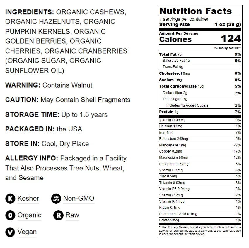 Organic Raw Nuts and Berries with Pumpkin Seeds Snack Mix, 2 Pounds — Non-GMO, Raw, Vegan — by Food to Live