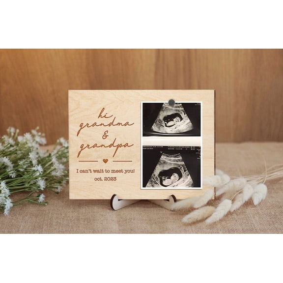 Hi Grandma & Grandpa Ultrasound Photo Frame, Pregnancy Announcement Sonogram Frame, Baby Reveal Gift, New Grandparents Gift