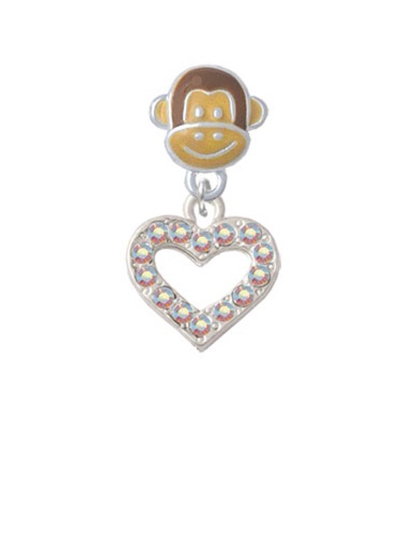 AB Crystal Open Heart - Monkey Face Charm Bead