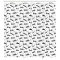 thumbnail image 3 of Funny Words Shower Curtain, Blah Blah Words in Hand Written Style Nonsense Expression Discussion Theme, Fabric Bathroom Set with Hooks, 69W X 75L Inches Long, Black and White, by Ambesonne, 3 of 3