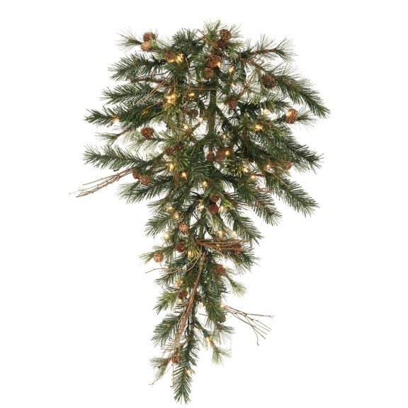Vickerman 36" Mixed Country Pine Artificial Christmas Teardrop, Clear Dura-lit Incandescent Lights