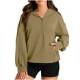 thumbnail image 2 of Oversized 1/4 Zip Sweatshirts for Women Casual Long Sleeve Pullover Hoodies Pocket Hooded Top Fall Winter Clothes, 2 of 7