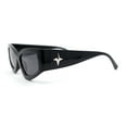 thumbnail image 3 of Womens Thick Temple Retro Cat Eye Plastic Diva Fashion Sunglasses All Black, 3 of 4