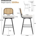 thumbnail image 2 of Bar Stools Set of 2 Swivel Upholstered Counter Height Bar Stools 29"Faux Leather Barstools with Rattan Back&Metal Footrest Comfortable Kitchen Island Chairs White, 2 of 8