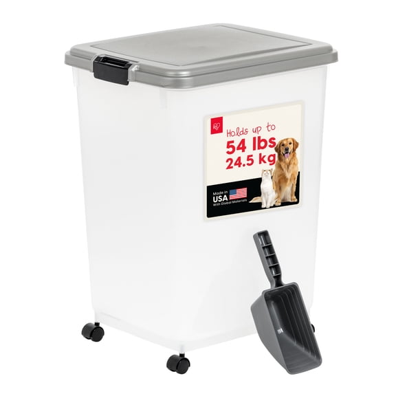 IRIS USA, 54 Lbs. Airtight Pet Food Container | Dog & Cat Food Storage Bin with Scoop